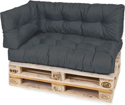 Palletkussen Set - Zitkussens Bank - Buiten Zitten - Waterafstotend Materiaal - 120 x 80 cm - Antraciet