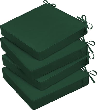 Tuinstoelkussens Set - Buitenkussens Terras - Comfortabel Zitten - Waterdicht en Duurzaam - 4 Stuks 19x19x3 - Bosgroen