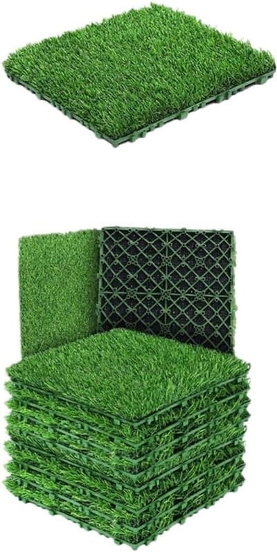 Kunstgras Tegels - Vloerbedekking Gazon - Terras Decoratie - In elkaar te steken - 30x30 cm - Groen