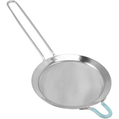 Passoire Fine 60 Mailles Acier Inoxydable Manuelle Tamis à Farine avec Long Manche pour Cuisine 14cm/5.5in white
