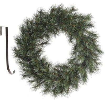 Kerstkrans - groen - 60 cm- kunststof - incl. ijzeren deurhanger