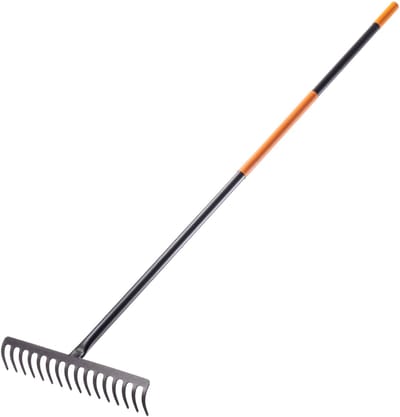 KADAX hark, tuinhark van metaal, brede hark met 154,5 cm lange metalen steel, tuingereedschap voor wieden, bemesten, tuinhark voor gazon en bladeren (rechthoekig, 16 tanden)