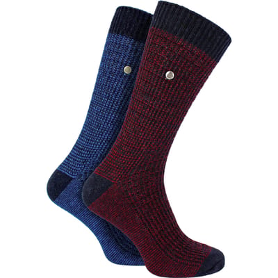 Heren Katoenen Dress Sokken | Jeep | Midgewicht Gebreide Spirit Sokken, Casual Geribbelde Patroon Iedere Dag Sokken - Marineblauw / Paars