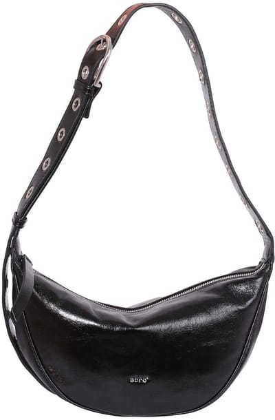 abro Leren Schoudertas Leather Alias Soft Crossbody Bag By My Side Black / Nickel Zwart