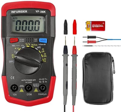Digitale Multimeter met Automatische Bereikkeuze - 4000 Counts - AC/DC Spanning, Stroom, Weerstand, Capaciteit, Frequentie, Temperatuur - Veilige en Betrouwbare Elektrische Tester
