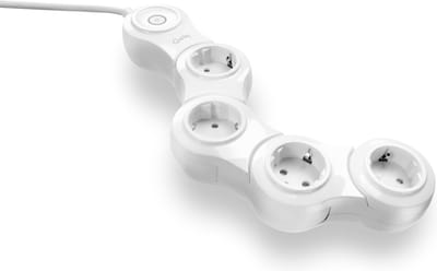 Stekkerdoos 4-voudig Flexibel met schakelaar en overspanningsbeveiliging, randaarde, wit - Quirky Pivot Power Pop