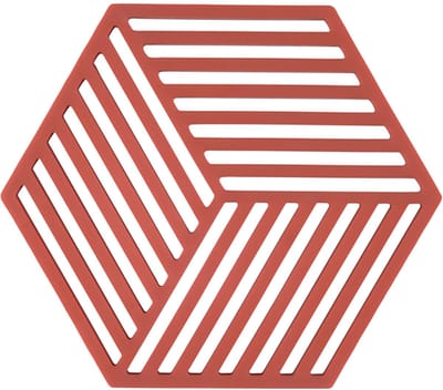Zone Denmark Pannenonderzetter Hexagon – Onderzetters Pannen – Hittebestendig tot 250°C – Vaatwasserbestendig – Siliconen – 16 x 14 x 0,9 cm – Burned Red