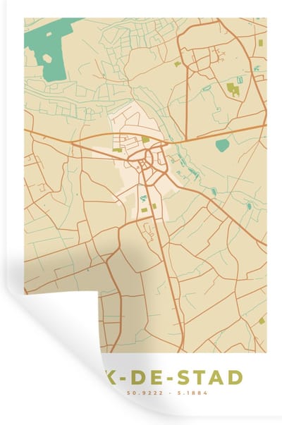 Muurstickers - Sticker Folie - Plattegrond - Stadskaart - Herk-de-Stad - België - Kaart - 20x30 cm - Plakfolie - Muurstickers Kinderkamer - Zelfklevend Behang - Zelfklevend behangpapier - Stickerfolie