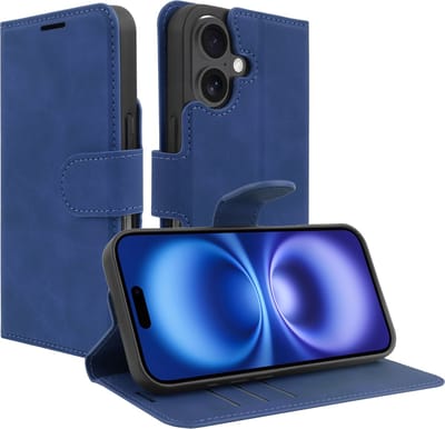 Cazy hoesje geschikt voor iPhone 16 Hoesje met Pasjeshouder - Premium Bookcase - Blauw