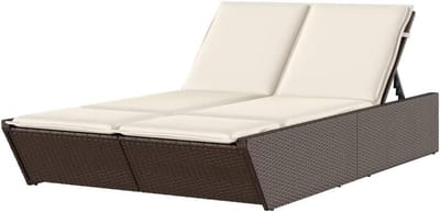 Dubbele ligstoel - Loungestoel buiten - Buiten ontspannen - 4-voudig verstelbaar - 200 cm lang - Bruin