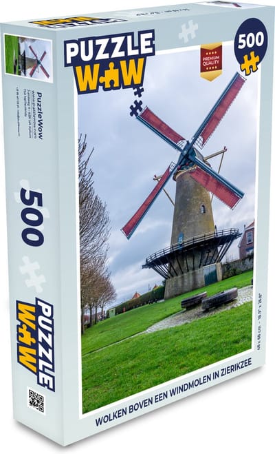 Puzzel Wolken boven een windmolen in Zierikzee - Legpuzzel - Puzzel 500 stukjes