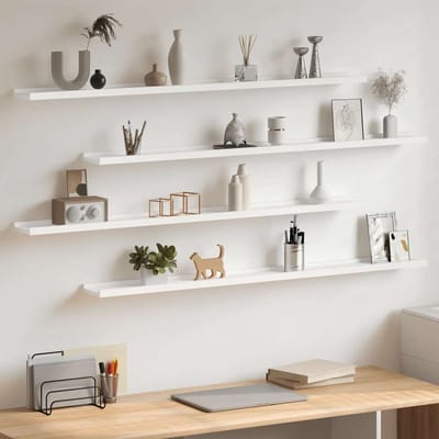 vidaXL - Wandschappen - 4 - st - 115x9x3 - cm - wit