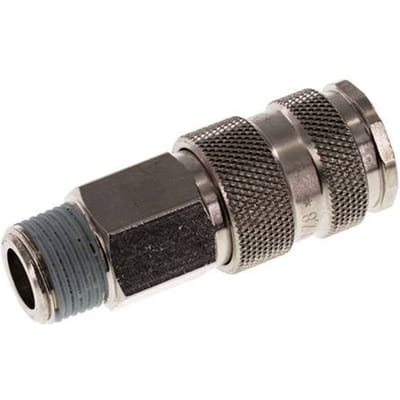 Gehard staal DN 7.8 Luchtkoppeling Snelkoppeling R 3/8 inch Buitendraad - CLS7-M-STN-BL-038