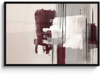 Poster in lijst - Fotolijst 120x80 cm - Posters - Penseelstreken - Abstract - Lijnen - Rood - Posterlijst zwart - Decoratie - Wanddecoratie woonkamer - Muurdecoratie slaapkamer