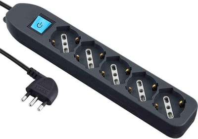 Spanningspunt met kabel 1,5m 5 sokkels universeel zwart