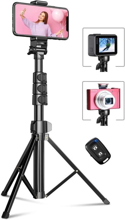 Verstelbare 56 Inch Tripod en Monopod, All-in-One Selfie Stick met Bluetooth voor Foto- en Video-opnames, Geschikt voor Camera's en Smartphones