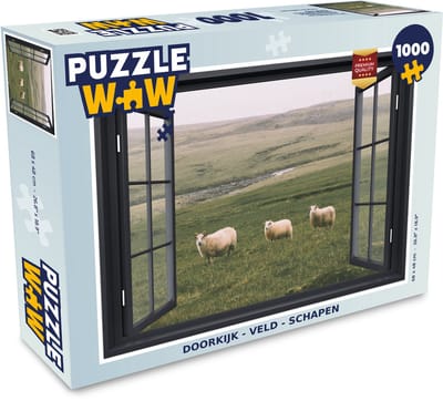 Puzzel Doorkijk - Gras - Schaap - Legpuzzel - Puzzel 1000 stukjes volwassenen