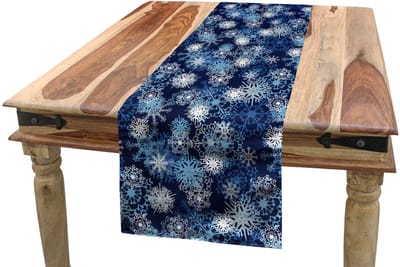 ABAKUHAUS Winter-tafelrunner – Gebloemd, 40 x 180 cm – lichtblauw