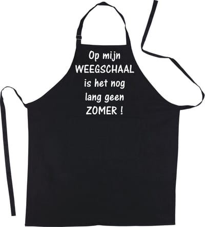 Schort - Op mijn weegschaal, geen zomer - Mooie - grappige - leuke Keukenschort - Zwart