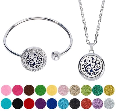 Dailygoods- Etherische Olie Diffuser - 2 Stuks Ketting - Boom van Leven/Wolk - Aromatherapie Armband - Legering Strass - 20 Navulpads