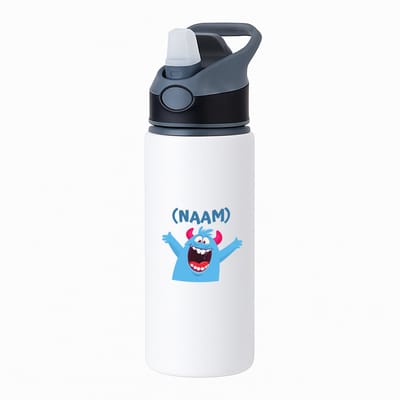 Hacebo® - Blauwe monster waterfles met rietje zwart - Monster - kinderen - leuk cadeau voor mijn kind - verjaardagscadeau - kado - gift - vriendelijke monster - water fles - 650ML
