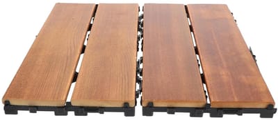 Houten Terrasplanken - Balkon Vloer - Buiten Leven - Interlocking Systeem - 29.5 x 29 cm - Houtkleur