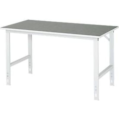 Rau werktafel Tom, handmatig in hoogte verstelbaar, 25 mm spaanplaat met linoleum bekleding, tot 500 kg, B 1500 x D 800 x H 760-1080 mm, lichtgrijs/lichtgrijs