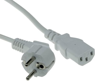 Netsnoer CEE 7/7 (haaks) naar C13 Wit 3 Meter voor Computer en Monitor