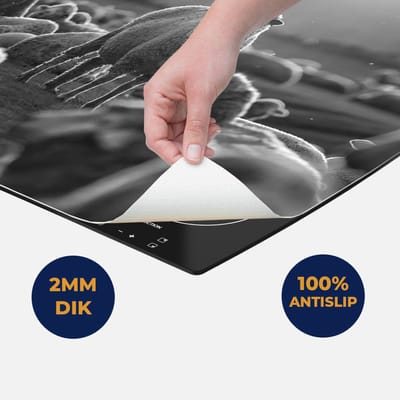Chefcare Inductie Beschermer Kudde Schapen bij Zonsondergang - Zwart Wit - 60x50 cm - Afdekplaat Inductie - Kookplaat Beschermer - Inductie Mat