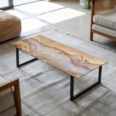 Coloray Tafelblad - Tafelblad Van Gehard Glas - 125x50 cm - Beige - Rechthoek Glazen Tafelblad - Tafelblad Buiten - Tafelblad Voor Buiten - Buiten Tafelblad - Los Tafelblad woonkamerdecoratie
