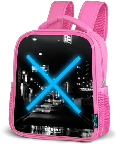 NoBoringSuitcases.com® - Rugzak roze - Schooltas meisjes - Felblauwe kruis in een nachtelijke scène - Kinder rugtas meisje - Boekentas kind - Kinderrugzak voor school - Schoolrugzak