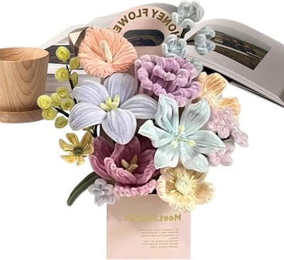 Creatieve bloemenkit - Doe-het-zelf boeket - Decoratie maken - Milieuvriendelijke vezels - 20 x 20 x 20 cm - Diverse kleuren