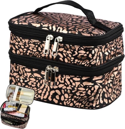 Leopard Patroon Cosmetica Tas - Draagbare Make-up Organizer, Waterdicht en Ruim 23 x 16 x 17 cm, Ideaal voor Reizen en Dagelijks Gebruik