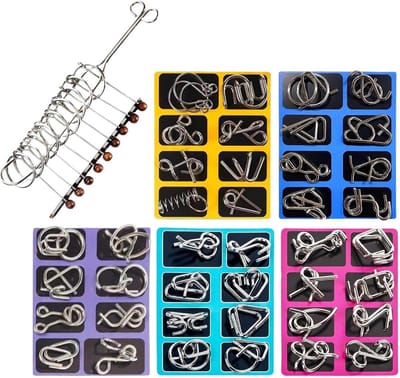Metalen Puzzels - Denksport - Hersenen Trainen - Robuuste Constructie - 20x15 cm - Metaal