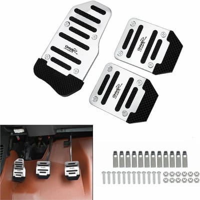 Allecto Plus - 3 stuks Handmatige Auto Pedalen - Antislip Aluminium - Geschikt voor Handgeschakelde Auto's - Zilverkleurig.