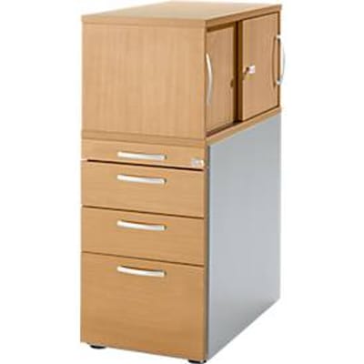 Schäfer Shop Genius zuil met bovenkastje incl. schuifdeur, volledig afsluitbaar, ronde greep, beuken
