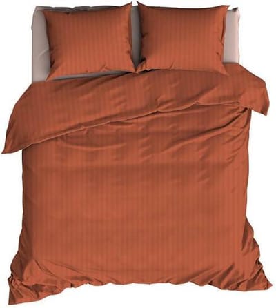 Satin d'Or Satijnstreep - Dekbedovertrek - Lits-jumeaux - 270x200/220 cm - Katoen-satijn - Terracotta