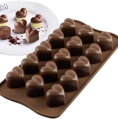 Siliconen Hartjesmal - Hartjesvorm - Bonbonmal - Hartjes vorm - Chocoladevormpjes - Bonbonvormpjes - Siliconen bakvorm - Bruin - 1 stuk - CHPN