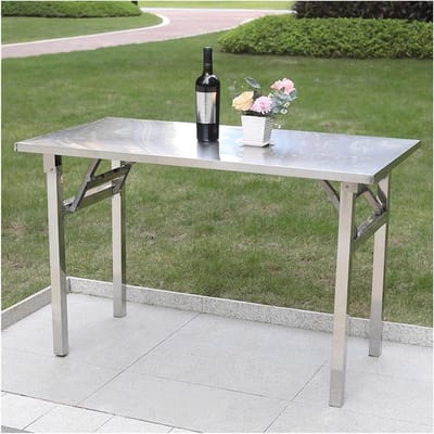 Opvouwbare Werktafel - Metalen Tafel - Buiten Koken - Geen Montage - 90x60x75 cm - Zilver