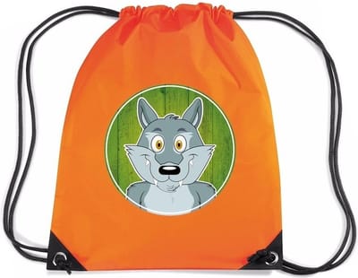 Wolven rijgkoord rugtas / gymtas - oranje - 11 liter - voor kinderen