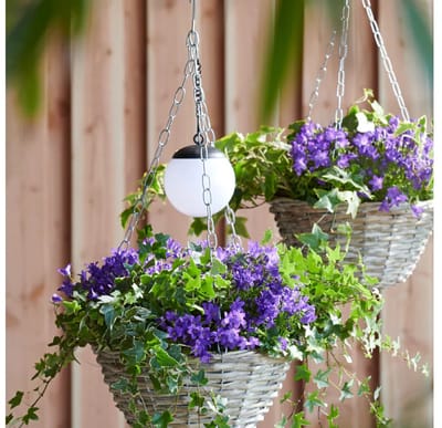Solar hanging basket lamp - kunststof - D10 H25 CM - 2 stuks per bestelling
