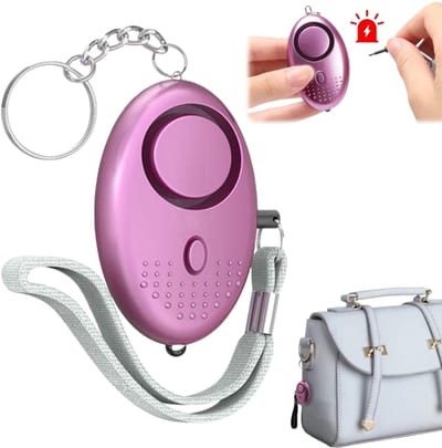 1 stuk - 130dB Mini Alarm - Veiligheidsalarm sleutelhanger - Kleine persoonlijke veiligheidsalarm zaklamp sleutelhanger - Luid geluid - Met zaklamp - Draagbaar - Geschikt voor vrouwen, meisjes, kinderen en ouderen - Paars - 6,4*4*2,15 cm