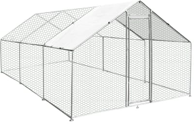 Kippenren vrijstaand - galvaniseerd - 4m x 6m x 2m - incl. dakhoezen