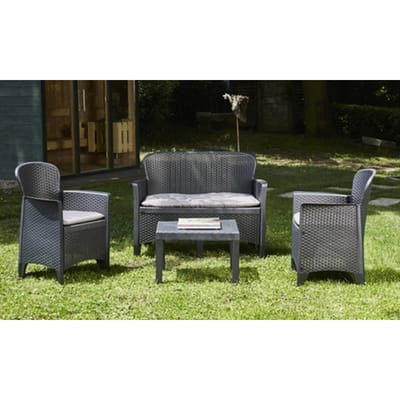 Tuinset met rotan meubels inclusief kussens: Wit