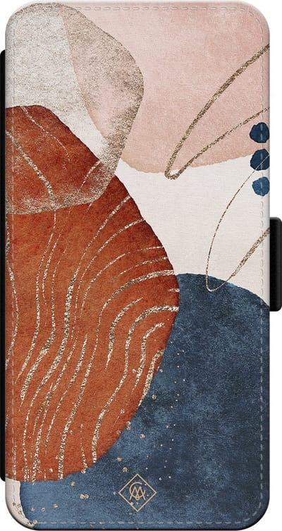 Casimoda® bookcase - Geschikt voor iPhone 13 Pro - Hoesje met pasjeshouder - Abstract Terracotta - Multi - PU-leer met kunststof telefoonhouder