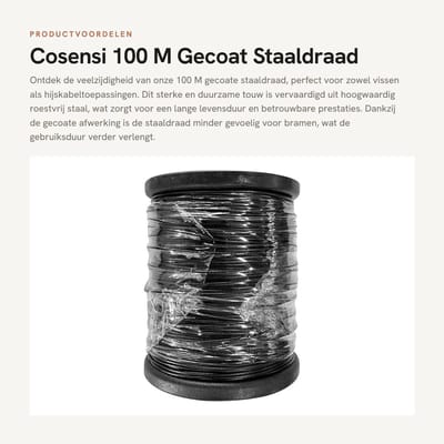 Dailygoods- Staaldraad 100 Meter - Gecoat - Roestvrij Staal - 1mm - Hoge Sterkte - Corrosiebestendig - Professionele Kwaliteit - Staaldraad Touw