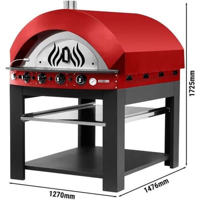 GGM Gastro Gas Pizzaofen - 9x 25cm - Manuell - Rot - inkl. Untergestell Rood / Zwart