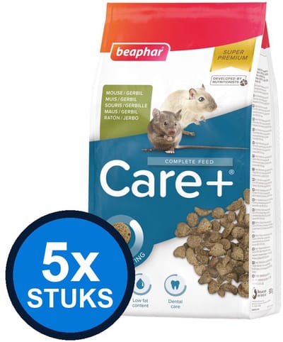 5x Beaphar - Care+ gerbil/muis 500gr - Knaagdierenvoer - 500 g