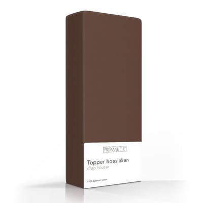 Romanette  Topper Hoeslaken - Maat: 200 x 220 - Katoen - Taupe - Romanette - Maat: 200 x 220