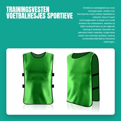 Dailygoods- Trainingsvesten 12-pack - Voetbalhesjes/Scrimmagevesten - Oefenvest voor Teams - Sportvesten voor Basketbal/Volleybal - Afmetingen 32x23x10 cm - Geschikt voor Kinderen/Jongeren/Volwassenen - Sporthesjes